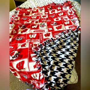 University of Wisconsin tie fleece blanket